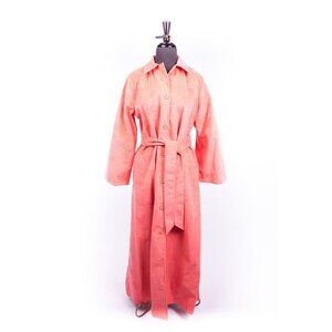 Vtg 1970s Christian Dior Coat Saks Fifth Salmon Maxi Dress Mint S 14 Ultra Suede